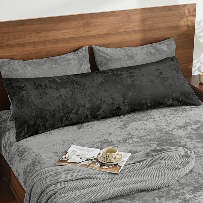 BEDELITE Velvet Body Pillow Cover with Zipper, Soft and Plush 20x54 Long Pillow Case, Velvety Smooth and Cozy Body Pillow Pillowcase for Bedroom and Couch, for All Seasons(Black)