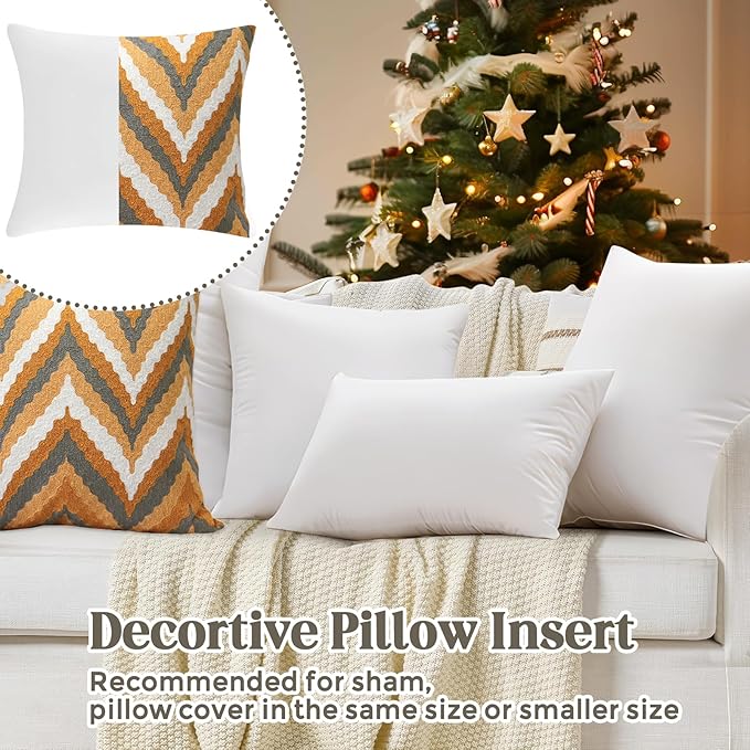 Bafode Throw Pillow Inserts 22'' x 22'' Set of 2, Down Feather Decorative Pillows, Luxury White Throw Pillows for Couch, Sofa, Bed and Cushion