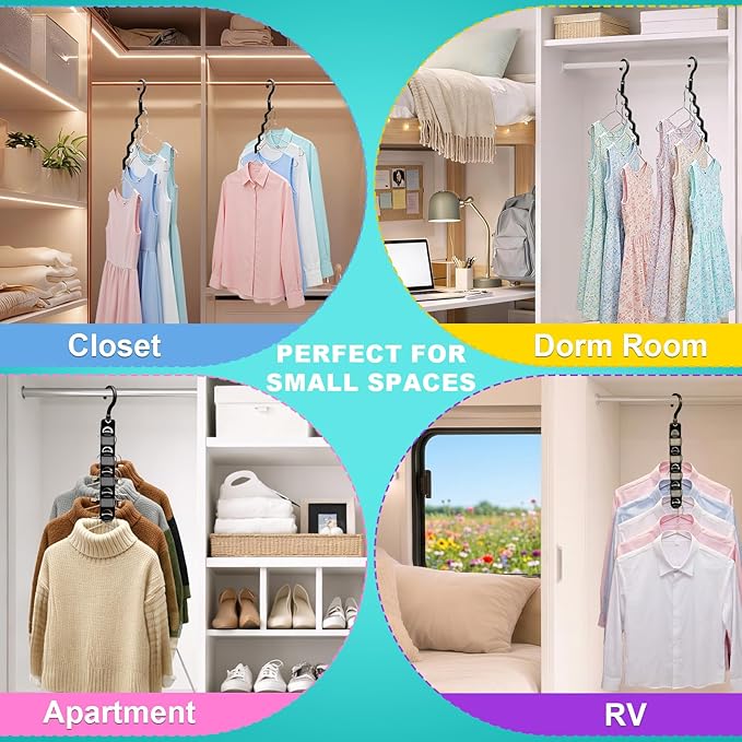Closet Organizers and Storage,Upgraded Organization and Storage Clothes Hanger,12 Pack College Dorm Room Essentials,Sturdy Closet Organizer Home Essentials Space Saving Hangers for Thick Clothe