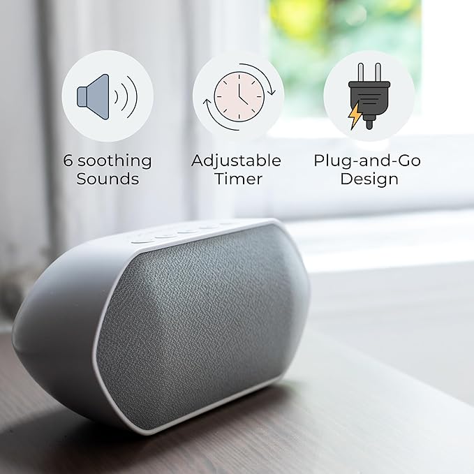 Yogasleep Soundcenter Portable White Noise Machine, 6 Soothing Sounds, 25 Volume Settings, Includes Timer, Sleep Therapy for Adults & Kids, Noise Cancelling for Office Privacy & Meditation