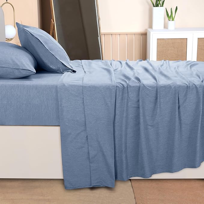Utopia Bedding California King Size Sheet Set – 4 Piece Bed Sheets, Soft and Breathable Microfiber, Includes 1 Fitted Sheet, 1 Flat Sheet and 2 Pillowcases – Oeko Tex (Heather Navy)