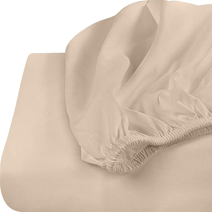Utopia Bedding King Fitted Sheets - Bulk Pack of 2 Bottom Sheets - Soft Brushed Microfiber - Deep Pockets - Shrinkage & Fade Resistant - Easy Care (King, Beige)