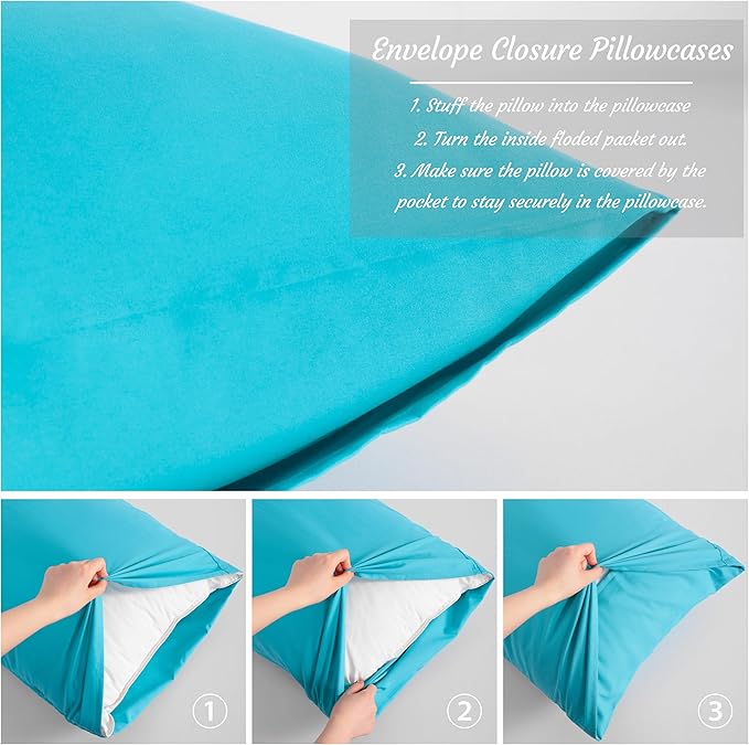 NTBAY Toddler Pillow Cases Set of 2, 2 Pack Brushed Microfiber 14x20 Pillow Cases, Soft, Wrinkle, Fade, Stain Resistant Blue Pillow Cases with Envelope Closure, 14x20 Inches, Blue