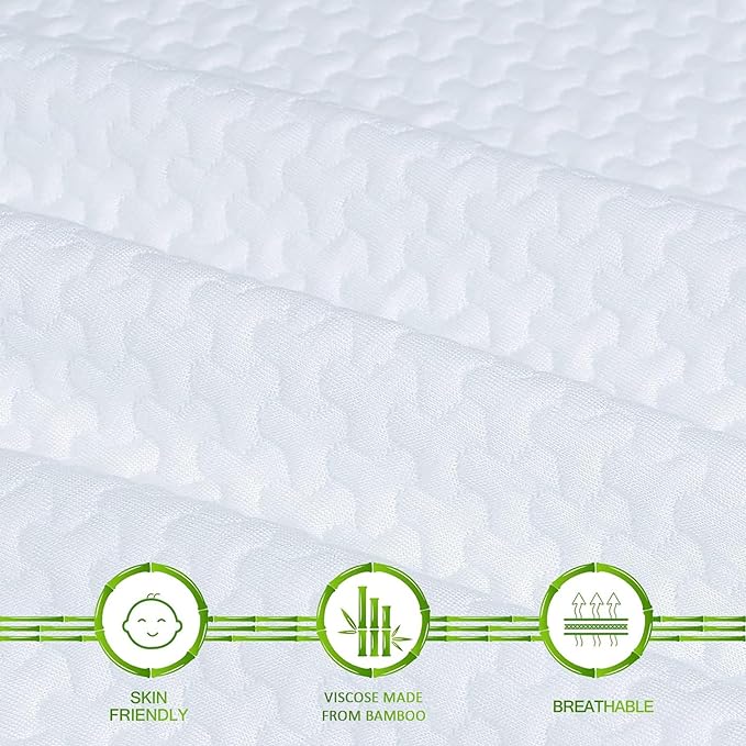 3 Inch Mattress Topper Cover King Size (Only Cover) Cooling Rayon Zippered Cover for Mattress Topper with Adjustable Straps for Latex Memory Foam Mattress Cover