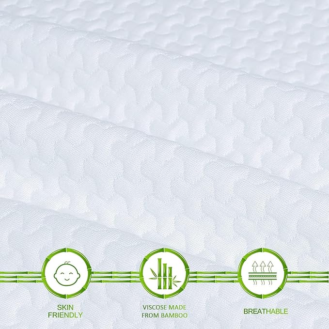 Mattress Topper Cover Queen Size (Only Cover) 3 Inch Mattress Protector Cooling Rayon Zippered Mattress Encasement with Adjustable Straps for Latex Mattress Topper Memory Foam Cover