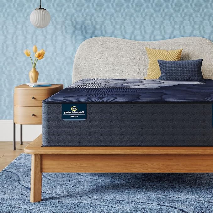 Serta Perfect Sleeper X - Prescott 14" Medium Firm Full Hybrid Mattress - 5 Support Zones and Cooling Tech for a Restorative Sleep - 100 Night Trial, CertiPUR-US Certified
