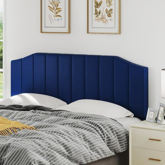 Furpopup King Size Headboard Only, Velvet Upholstered Headboard King/California King Size Wall Mount and Bed Frame Mount, Featuring High-Density Sponge Padding Easy Assembly Comfort Style-Navy Blue