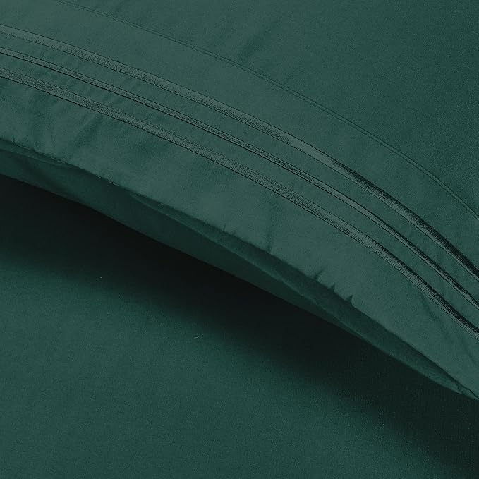 Elegant Comfort Luxury Ultra-Soft 2-Piece Pillowcase Set - 1500 Premium Hotel Quality Microfiber Double Brushed - Wrinkle Resistant, King Size, Hunter Green