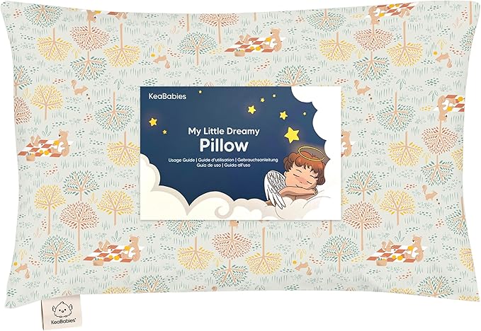 Toddler Pillow with Pillowcase - 13x18 My Little Dreamy Kids Travel Bed Pillows for Sleeping, Organic Cotton Small Pillowcase, Soft & Breathable, Machine Washable, Toddlers 2-5 years old (Wild Picnic)