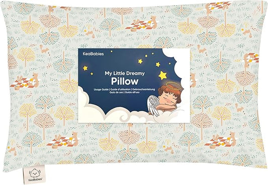 Toddler Pillow with Pillowcase - 13x18 My Little Dreamy Kids Travel Bed Pillows for Sleeping, Organic Cotton Small Pillowcase, Soft & Breathable, Machine Washable, Toddlers 2-5 years old (Wild Picnic)