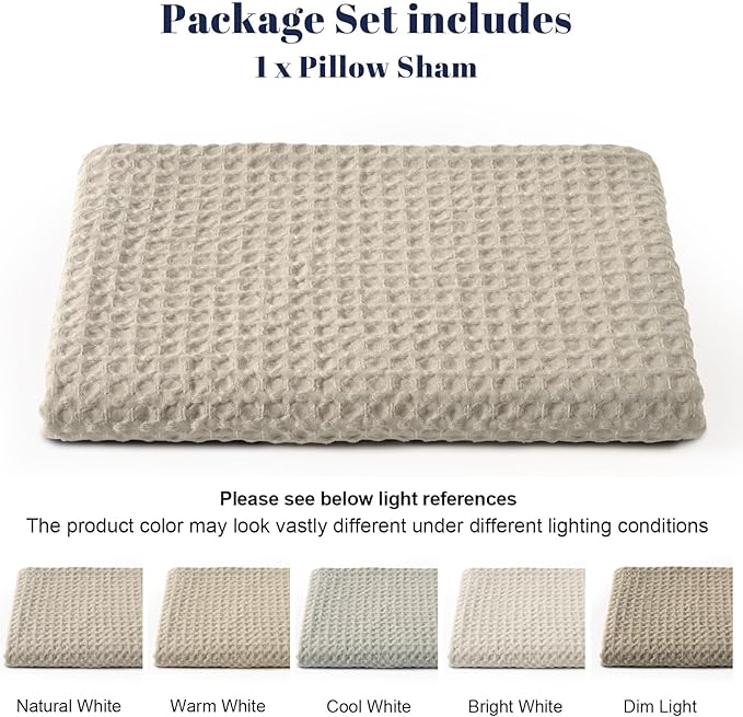 PHF Ultra Soft Waffle Weave Body Pillowcase with Zipper, No Insert, 1Pack 20" x 54" Pillow Sham, Breathable & Skin-Friendly Body Pillow case, Stylish Decorative Bed Pillow Cover, Light Taupe/Linen