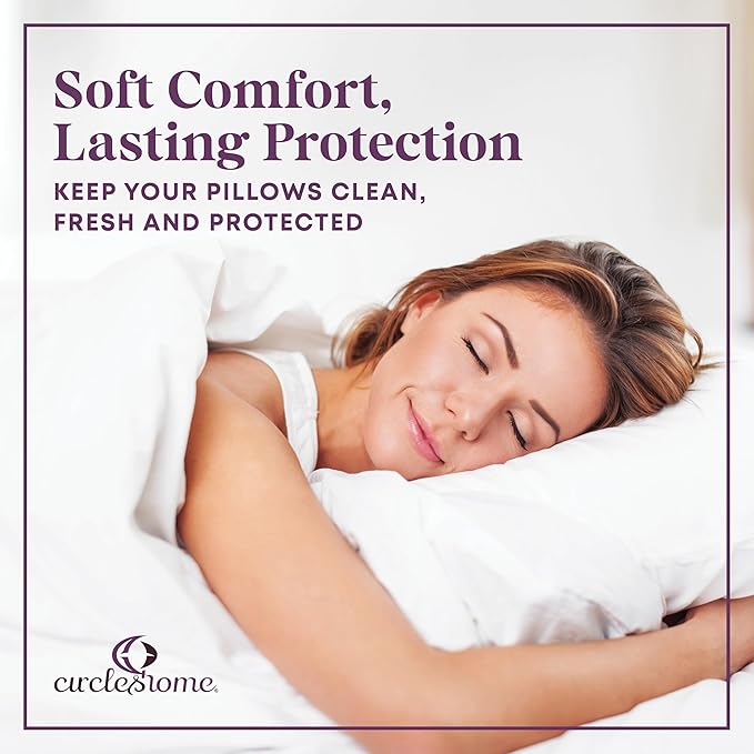 CirclesHome Pillow Protectors 4 Pack King Zippered - 100% Cotton Breathable Pillowcases - Protects Pillows from Dirt, Dust and Debris (King - Set of 4 - 20x36)