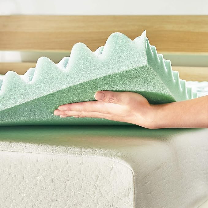 Mellow 1.5 Inch 5-Zone Memory Foam Mattress Topper, Calming Aloe Infusion, Dorm Essentials, Queen