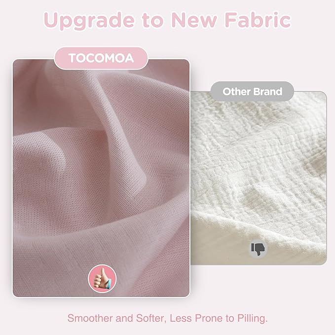 TOCOMOA Muslin Duvet Cover 100% Cotton Like Linen Texture Breathable Soft Comfy 3-Piece Pink Comforter Cover Bedding Set (King 104"x90", Comforter Not Included)
