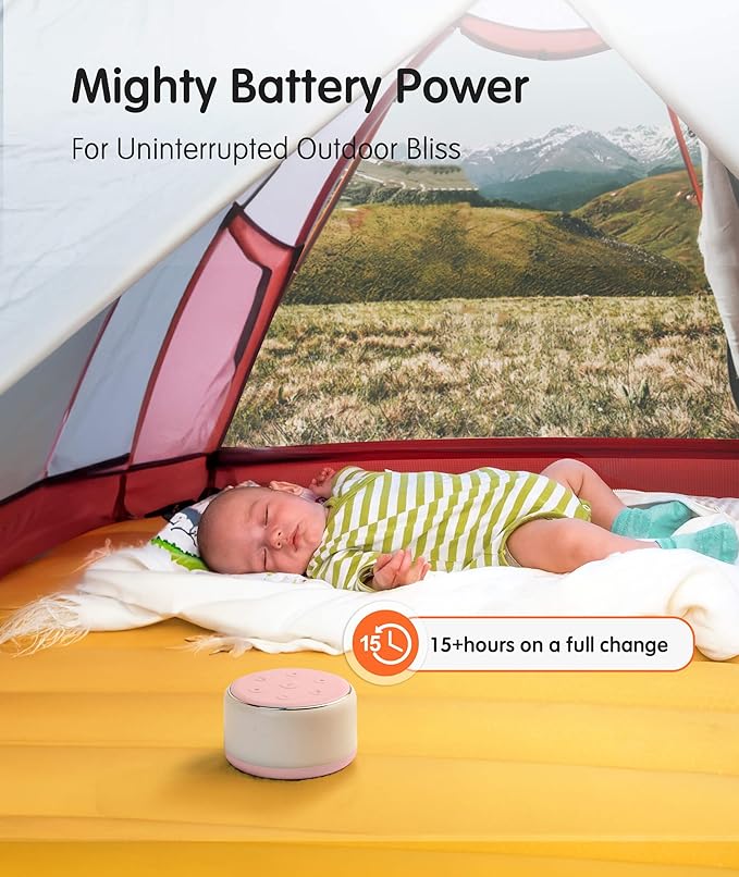 FamiSym Portable Sound Machine for Babies Kids Sleeping – Rechargeable, 7 Colors Night Light, 34 Soothing Sounds, Baby Sleep Soother, Lullaby White Noise Machine, Shush, Baby Shower, Registry Gift