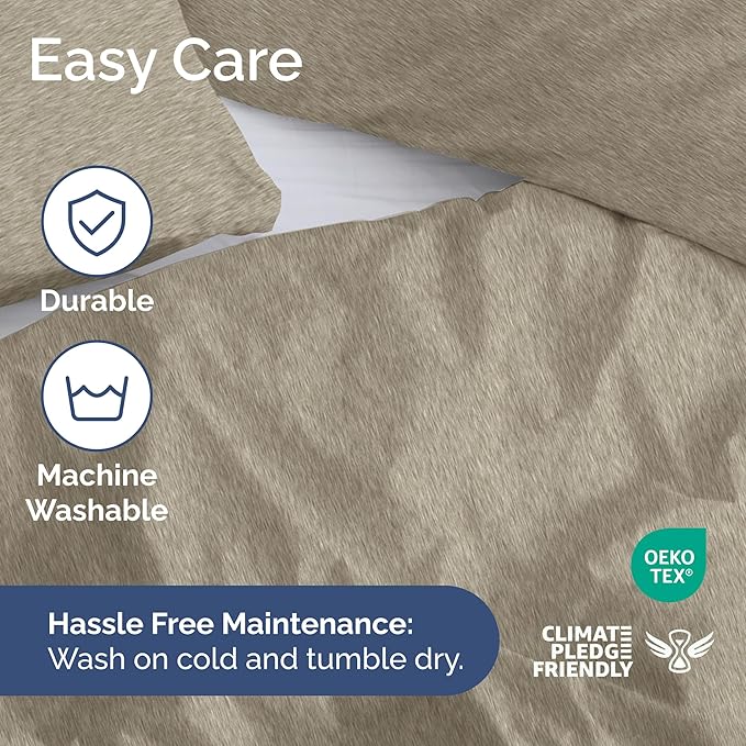 Duvet Cover King Size Set - Extra Soft King Duvet Cover 104" x 90" with 2 Pillow Shams - Hotel Luxury, Easy Care & Fade Free with Zipper Closures & Ties - Comfy, Cozy & Breathable (Heathered Beige)