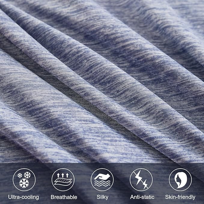 Elegear Cooling Pillow Cases for Hot Sleepers, Japanese Q-Max 0.5 Cooling Pillowcases, Both Sides(Cooling/Cotton), Breathable Soft Pillowcase for Hair and Skin, Set of 2-Blue (Standard (20" x 26"))