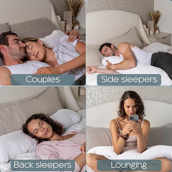 SleepCloud Weighted Body Pillow 8lbs - Weighted Pillow for Deeper Sleep (48” x 14”) - Cooling Body Pillows for Adults, Full Body Pillow for Adults, Side Sleeper Body Pillows with Cover (X-Large/White)