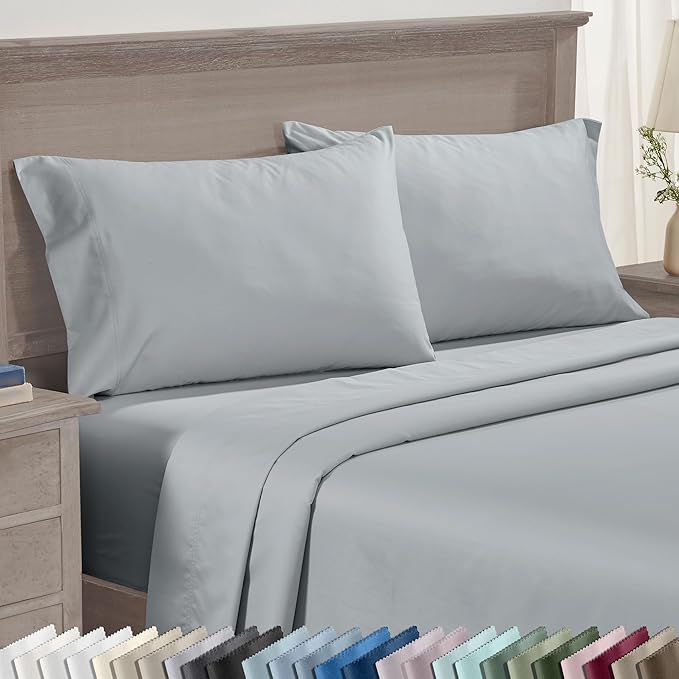 CALIFORNIA DESIGN DEN Luxuriously Soft Hotel Quality 600 Thread Count, 100% Cotton Set of 2 Cases, Crisp & Cool Pillow Cases King Size Set of 2, Fits King Pillows (Light Gray)