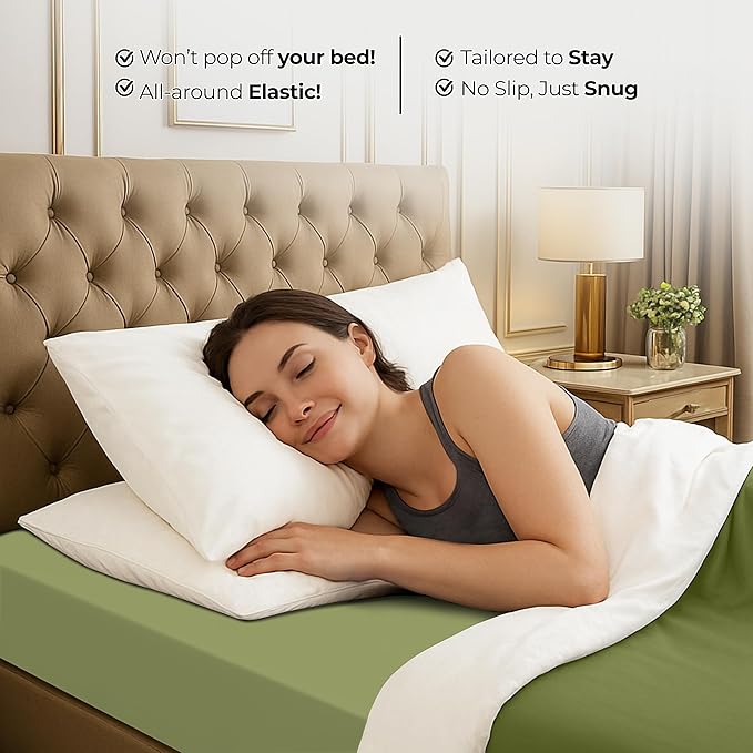 Utopia Bedding Queen Fitted Sheet - Bottom Sheet - Deep Pocket - Soft Microfiber - Shrinkage and Fade Resistant-Easy Care -1 Fitted Sheet Only (Olive)