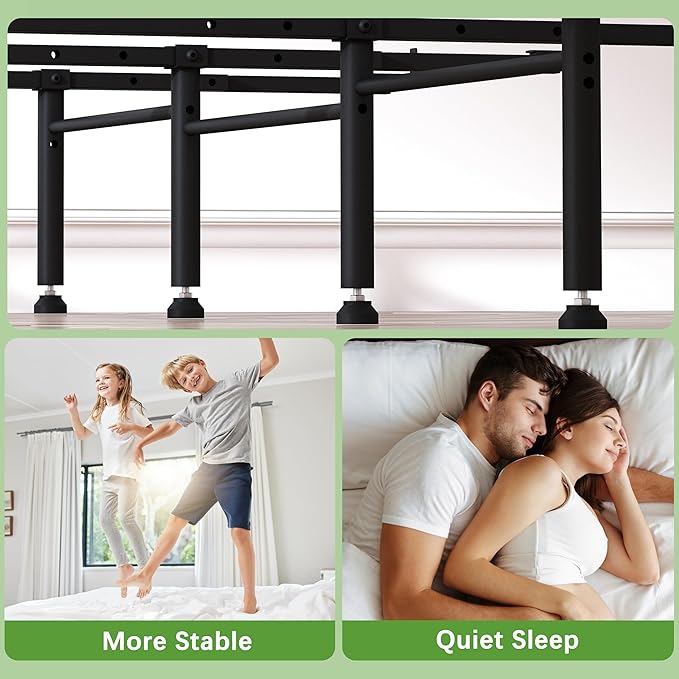 Bed Slats Center Support System - 4 Cross Rails and 8 Adjustable Legs,Replacement Support Legs for Full,Queen and King,California King Metal/Wood/Upholstered Bed