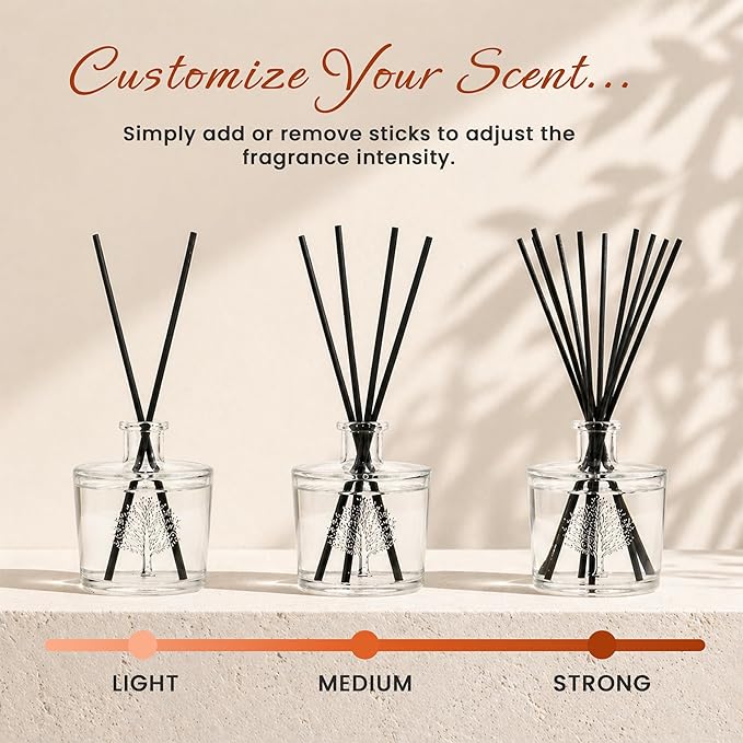 Wavertree & London Natural Japanese Plum Scented Reed Diffusers Set - Long Lasting Aromatherapy Air Freshener Diffuser with Sticks for Home & Office | 250ml Scented Diffuser with 6 Months Scent Life
