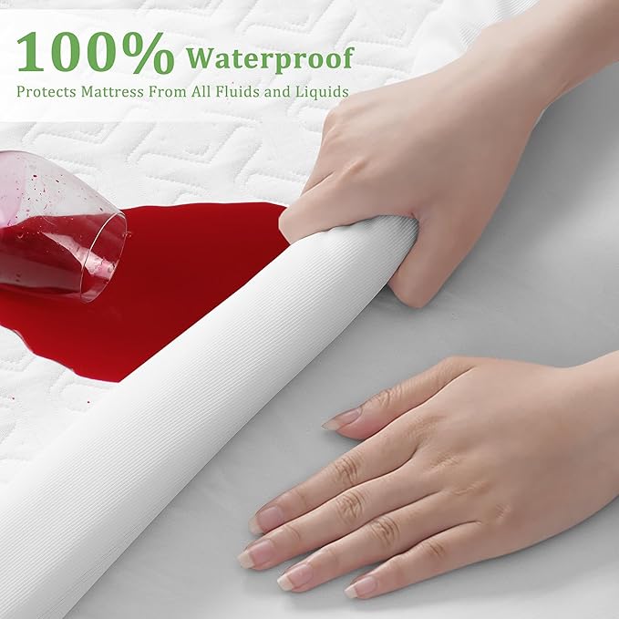 Premium Waterproof California King Mattress Protector,Cooling Breathable Cal King Mattress Cover 4D Air Fabric, Fits 8-21" Extra Deep Pocket Mattress Pad Noiseless (White,Cal King)