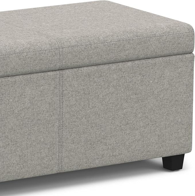 SIMPLIHOME Avalon Extra Large Storage Ottoman Bench - 54 inch Wide Upholstered Linen Look Fabric Rectangular Lift-Top Ottoman in Cloud Grey, Contemporary Bench for Living Room with Hidden Storage