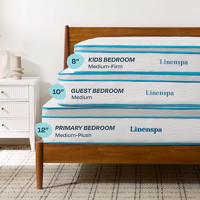 Linenspa 8 Inch Memory Foam Hybrid Mattress - Medium Firm - Bed in a Box - Breathable, Cooling, Supportive Comfort - Twin Size for Guest or Kids Room