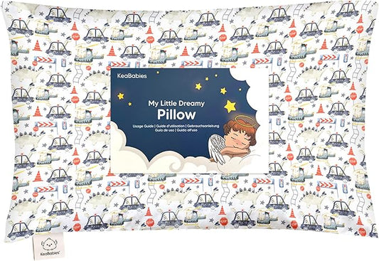 Toddler Pillow with Pillowcase - 13x18 My Little Dreamy Kids Travel Bed Pillows for Sleeping, Organic Cotton Small Pillowcase, Soft & Breathable, Machine Washable, Toddlers 2-5 years old (Dino Patrol)