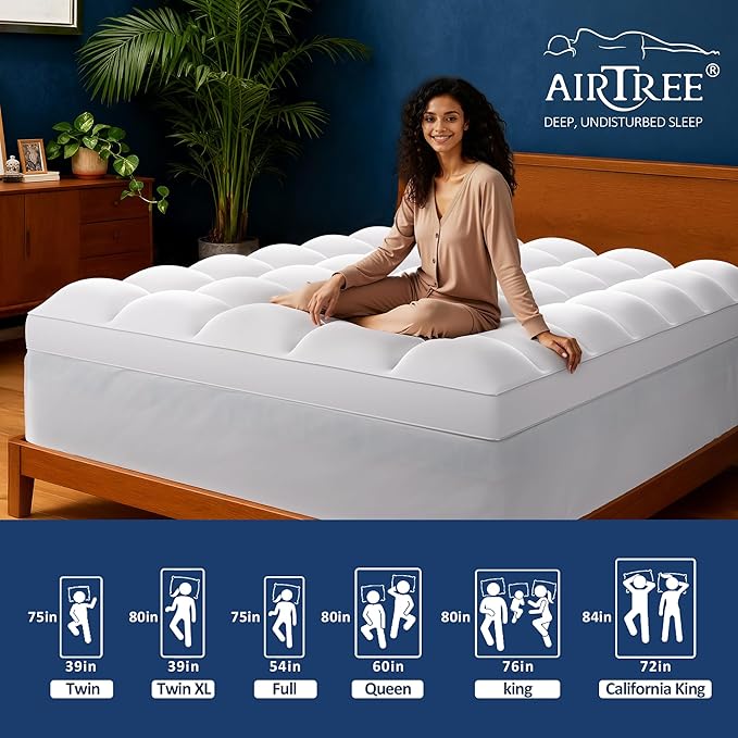 California King Dual Layer 4 Inch Memory Foam Mattress Topper, 2 Inch Cooling Gel Memory Foam and 2 Inch Down Alternative Pillow Top, 8-24 Inch Deep Pocket, Medium Support for Back Pain