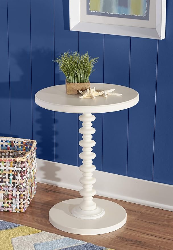 Powell Furniture Powell Round Spindle, White Table 17 x 22.25 x 17
