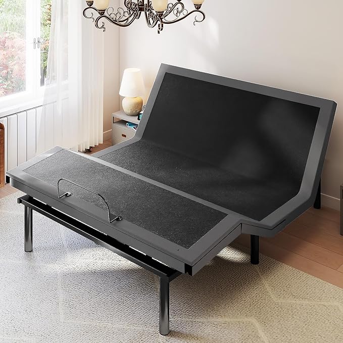 Sweetcrispy Adjustable Bed Frame Twin XL, Ergonomic Electric Bed Base with Wireless Remote and 2 USB Ports, Head and Foot Incline, Zero Gravity Bed, Anti-Snore, Easy Assembly