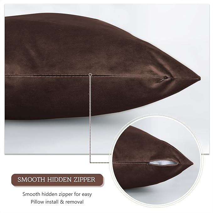 StangH Brown Velvet Body Pillow Cover 20x54 Inches, Super Soft Cozy Luxury Fuzzy Flannel Long Pillowcase with Zipper, Decorative Pillow Case for Pregnancy/Baby, 1 Piece