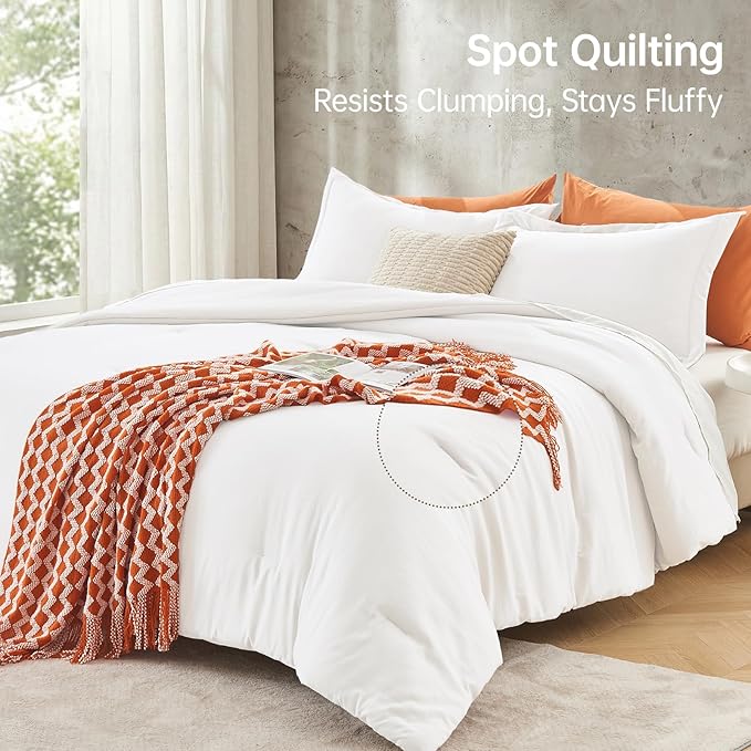 MUXHOMO Full Comforter Sets, All Season Ultra Soft Down Alternative Bedding - 3 Piece Lightweight Bed Set Includes 1 Comforter (82"x86") and 2 Pillow Shams (20"x26"), Wihte