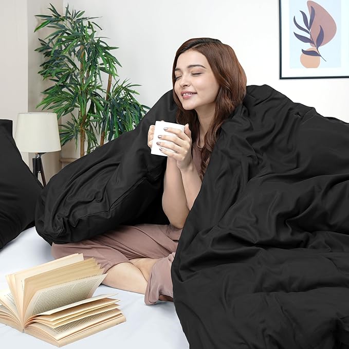 Utopia Bedding Duvet Cover Full Size - 3 Piece with Zipper Closure - 1 Comforter Cover 80X90 Inches & 2 Pillow Shams 20X26 Inches (Black) Comforter Not Included