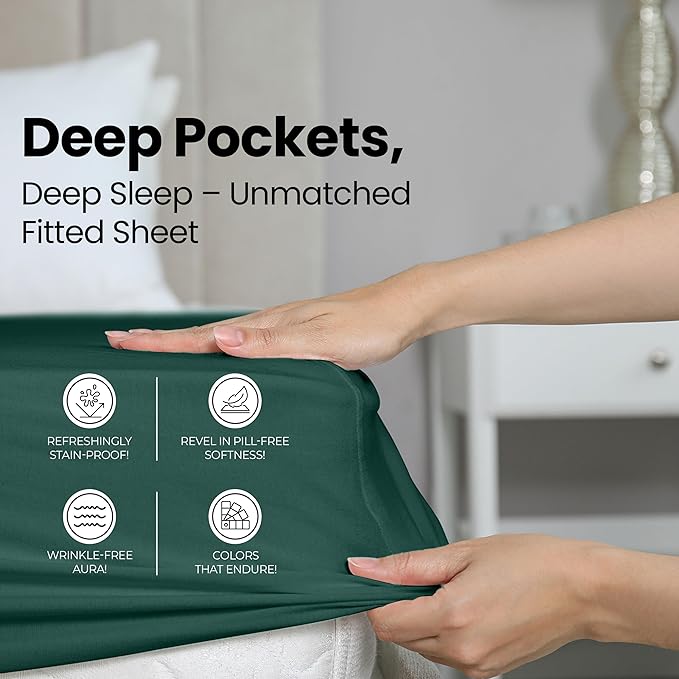 Utopia Bedding Queen Fitted Sheet - Bottom Sheet - Deep Pocket - Soft Microfiber - Shrinkage and Fade Resistant - Easy Care -1 Fitted Sheet Only (Emerald)