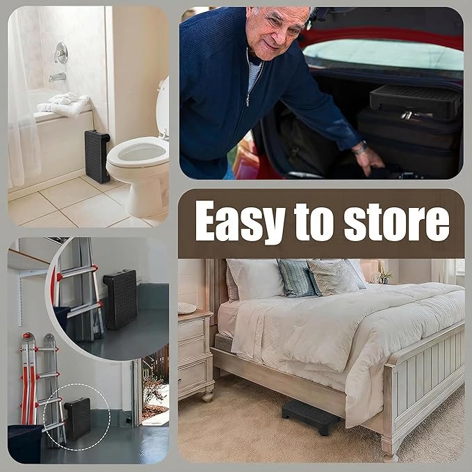 CHIKILLA Step Stool for Elderly & Adults, 600LBS Heavy Duty Mobility Platform, 3.4Inch Low Step for Car High Bed Bathtub&Kitchen, Non-Slip Wide Base Portable Stair Assist, No Assembly Required, Black