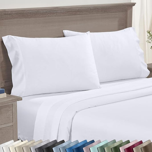 CALIFORNIA DESIGN DEN Luxuriously Soft Hotel Quality 600 Thread Count, 100% Cotton Set of 2 Cases, Crisp & Cool White Standard Pillow Cases Fits Standard & Queen Pillows (Bright White)