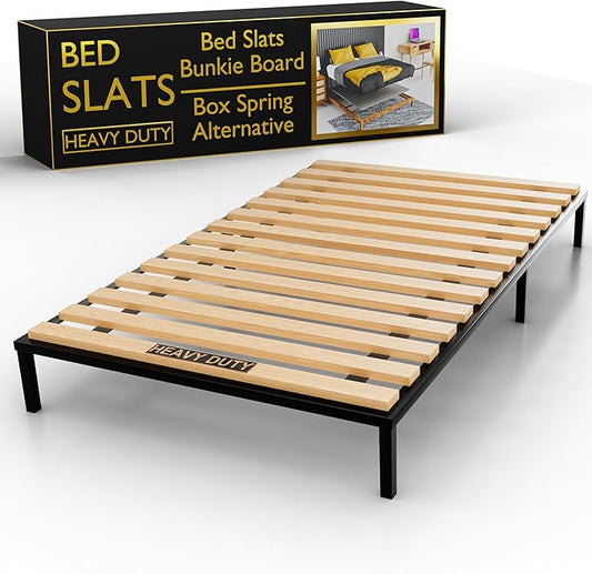 Treaton, 0.68-Inch Heavy Duty Horizontal Wooden Bunkie Board/Bed Slats, 78" x 60.5", Beige