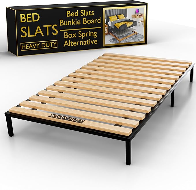 Treaton, 0.68-Inch Heavy Duty Horizontal Wooden Bunkie Board/Bed Slats, 72" x 54", Beige