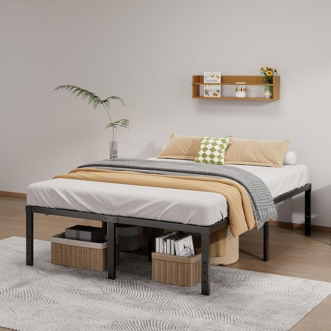 LUMUNANCE Metal Bed Frame Full Size - 18 Inch Heavy-Duty Full Platform Bed Frame No Box Spring Needed, Easy Assembly, Noise-Free, Sturdy Mattress Foundation, Underbed Storage Space