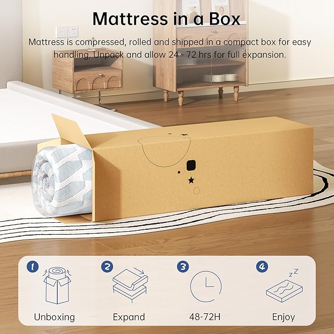 TFD Twin Size Mattress,10 Inch Cooling Gel Memory Foam Mattress in a Box for Pressure Relief, No Fiberglass, Motion Isolation, Removable Washable Cover, Medium Firm, 75''L x 38''W