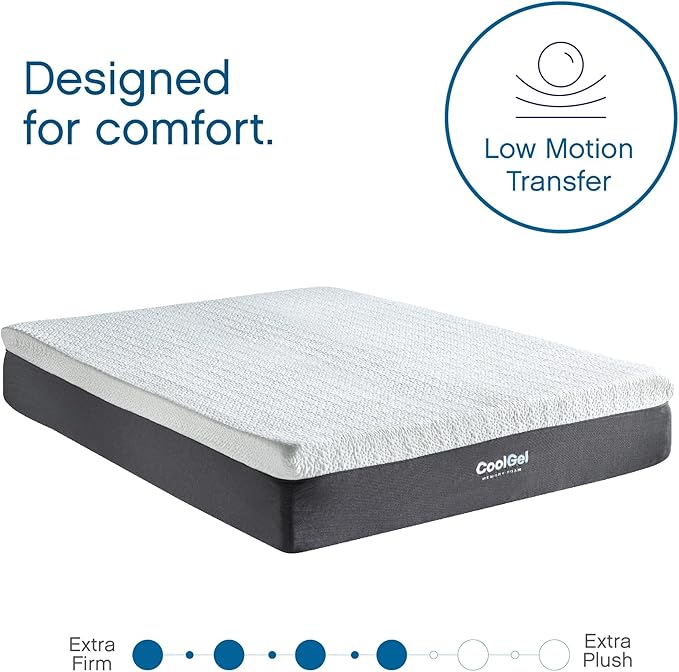 COOL GEL Memory Foam 12-Inch Mattress with Pillow, CertiPUR-US Certified, Mattress in a Box, Twin XL, White