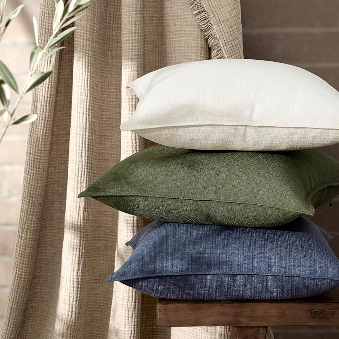 MIULEE Euro Sham Pillow Covers for Bed 26x26, 2 Pack Natural Beige Thick & Textured Decorative Throw Pillow Covers, Neutral Linen Cushion Cases, Modern Farmhouse Home Decor, No Filling