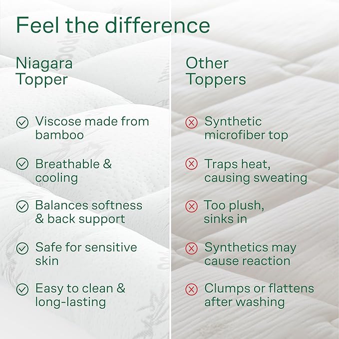 Ultra Soft Twin XL Size Mattress Topper - Viscose Made from Bamboo Pillow Top Mattress Pad for Back Pain Relief - Naturally Cooling for Hot Sleepers, White