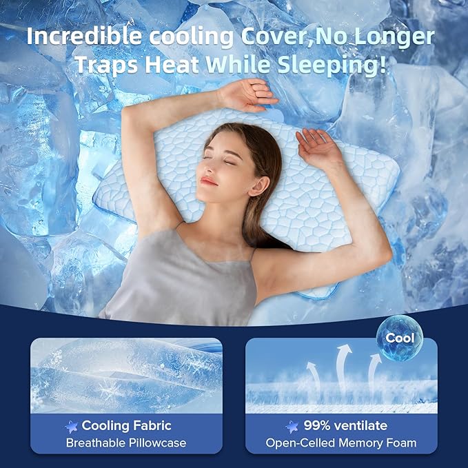 SUPA MODERN Stomach Sleeping Pillows for Back & Stomach Sleeper, Flat Soft Pillows for Sleeping Thin Memory Foam Pillow,Cooling Ultra Low Profile Memory Foam Pillow 1.75-Inches