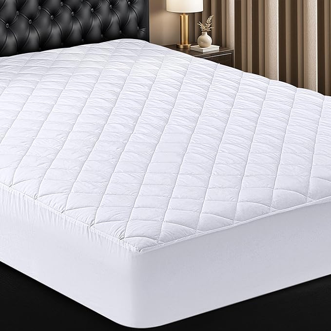Utopia Bedding Quilted Fitted Mattress Pad, Short Queen Size, Elastic Fitted Mattress Topper Protector and Cover with Deep Pocket Stretches up to 16 Inches, Machine Washable (White)