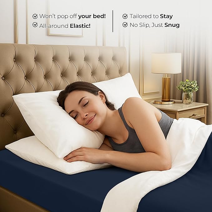 Utopia Bedding King Fitted Sheet - Bottom Sheet - Deep Pocket - Soft Microfiber - Shrinkage and Fade Resistant - Easy Care -1 Fitted Sheet Only (Navy)