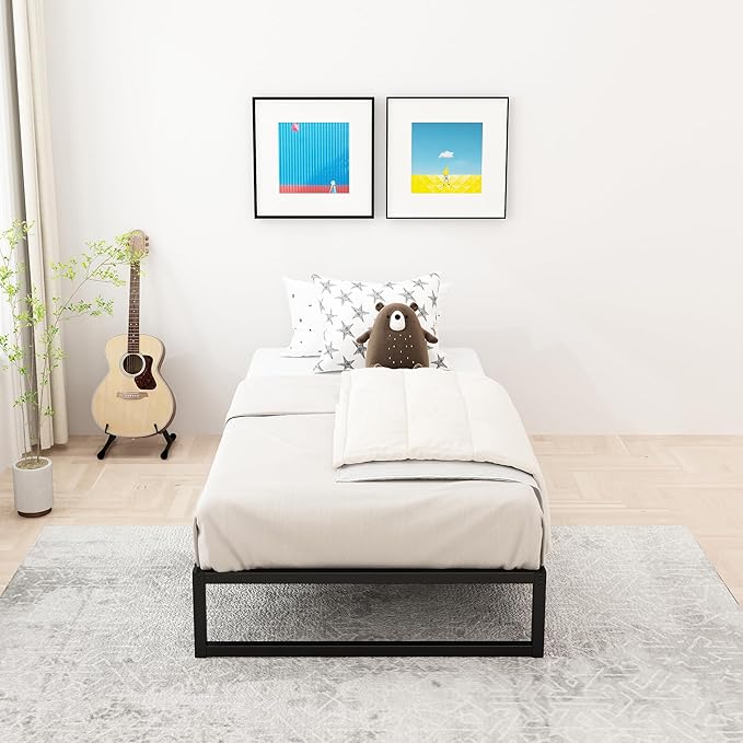 Lutown-Teen 12 Inch Twin XL Bed Frames Heavy Duty Sturdy Metal Platform Bed Frame No Box Spring Needed, Noise Free, Easy Assembly, Black